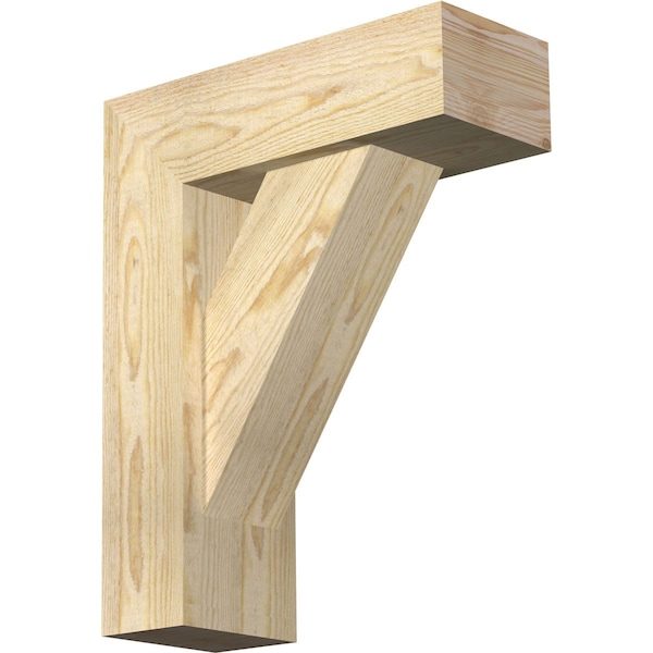 Ekena Millwork Traditional Block Rough Sawn Bracket w/ Offset Brace, Douglas Fir, 6"W x 16"D x 20"H BKT0604X16X20TRA05RDF - main